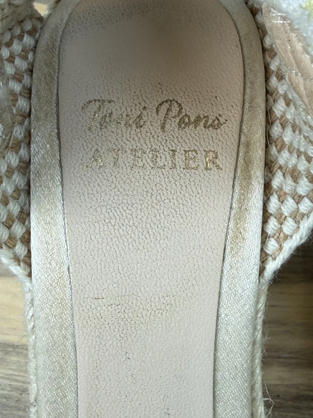Toni Pons Atelier Lace Wedge Espadrille Size EU 35 Long Ankle Tie Wedding Bride